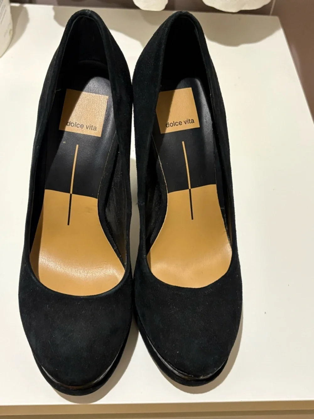 Dolce Vita Black Suede Platform Block Heel Pumps